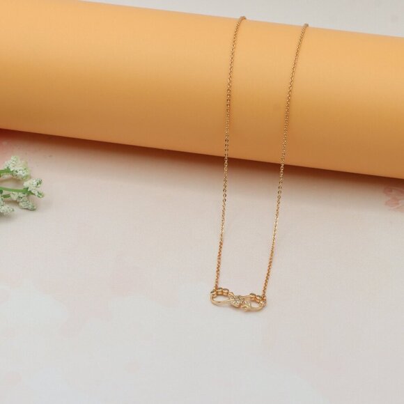 Delicate Rose Gold Infinity Pendant Necklace for Women, XPNL0218 - Picture 9 of 12
